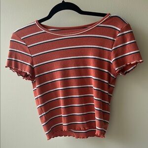American Eagle Outfitters Rust Striped Tee